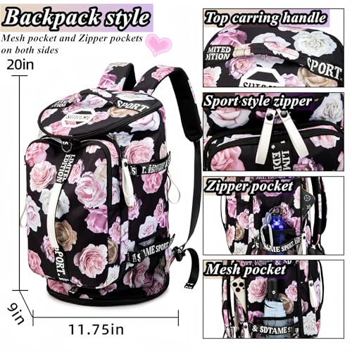 Gym Duffle Bag Backpack,4‑Way Waterproof with Shoe Compartment Travel Hiking Laptop - color: Red