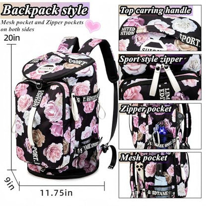 Gym Duffle Bag Backpack,4‑Way Waterproof with Shoe Compartment Travel Hiking Laptop - color: Red