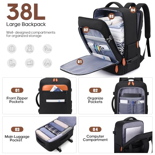 7 Piece luggage sets with YKK Zipper 20/24/28" with Backpack - color: Black, size: 7 piece set (20/24/28inch)