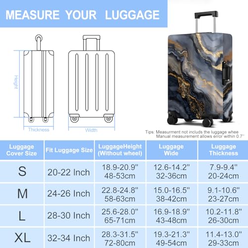 Black Marble Luggage Cover Washable Suitcase Cover Protector Fit 32-34 Inch Luggage Durable Travel Bag Cover with Zipper Closure XL - color: black marble, size: XL(32-34inch suitcase)
