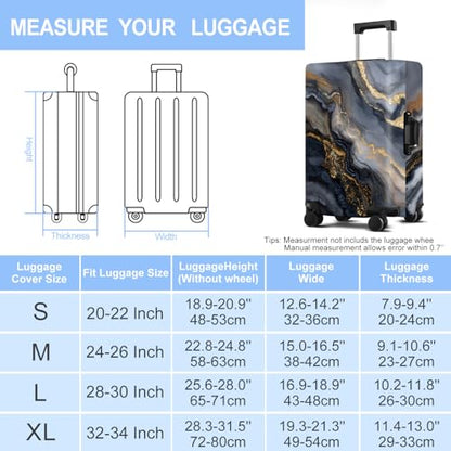 Black Marble Luggage Cover Washable Suitcase Cover Protector Fit 32-34 Inch Luggage Durable Travel Bag Cover with Zipper Closure XL - color: black marble, size: XL(32-34inch suitcase)