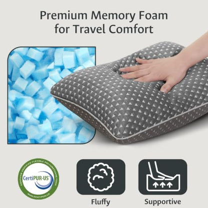 fulocean Small Cooling Memory Foam Pillows for Travel, Camping, Airplanes - size: M - 18 x 13 Inch