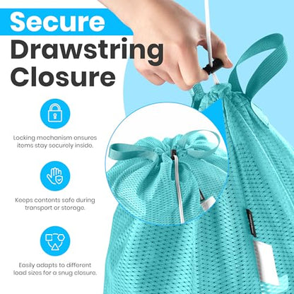 Handy Laundry Mesh XL Laundry Bag 24"x36" 2-Pack with Shoulder Strap, Teal - color: Teal, size: 2-Pack