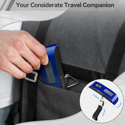 Luggage Scale Dr.meter Travel Essentials Luggage Weight Scale Backlight LCD | 110lb/50kg Electronic Balance Digital Postal Travel Accessories with Rubber Paint Handle Temperature Sensor Blue - color: Blue