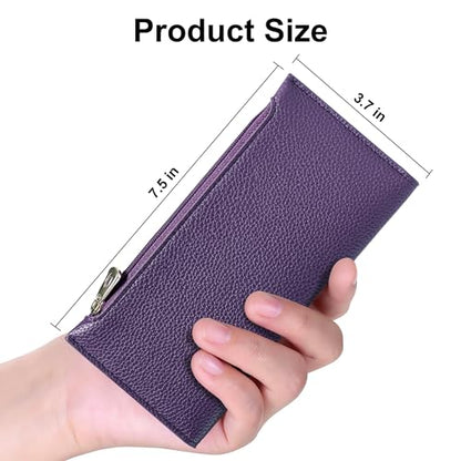 Tipmile Slim Wallet for Women, RFID Blocking Credit Card Holder - color: Purple
