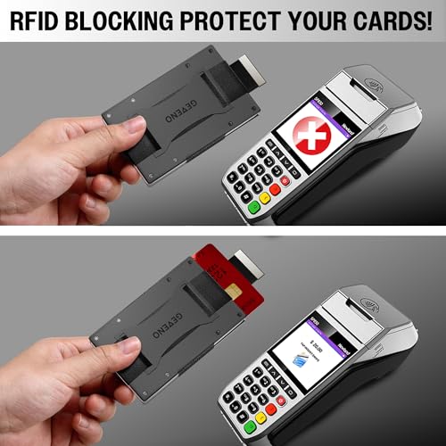 Slim Ridge Wallet for Men–Metal Minimalist RFID 1–21 Card Holder - color: Black, style: Cash Strap