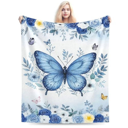 Butterfly Blanket Blue Butterflies Fleece Throw Blanket Soft Cozy Fuzzy Plush Warm Stuff Beautiful Butterfly Bedding Blankets Gifts for Girls Boys Kids Adult Men Women 60"X80" - color: Butterfly3, size: 60"x80"