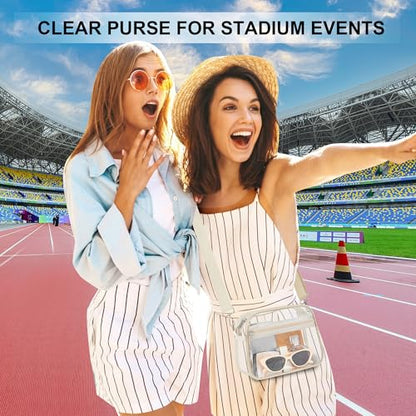 Clear Bag for Stadium Events Stadium Approved Women's Top-Handle Handbags - color: Cream, size: Large