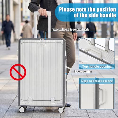 Yotako Clear Luggage Cover Protector with Front Pocket Zipper 32 Inch - color: 80%clear 20%grey, size: 32inch