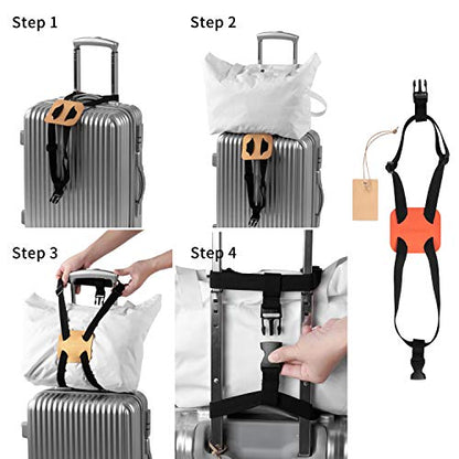 Luggage Straps ， Luggage add a Bag Strap，Travel Must Haves High Elastic Suitcase Adjustable Belt Bag Bungees with Buckles (Orange) - color: Orange