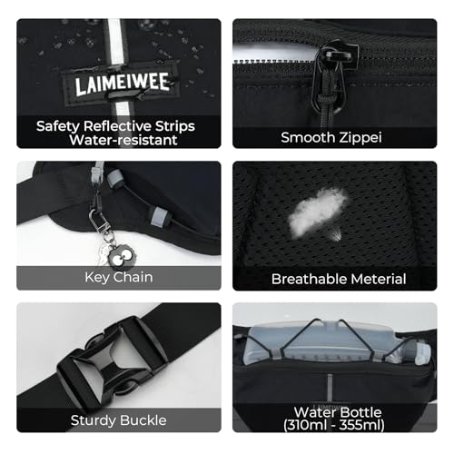 2LFanny Pack for Women Men, Anti‑theft Waist Bag with RFID Blocking - color: Black