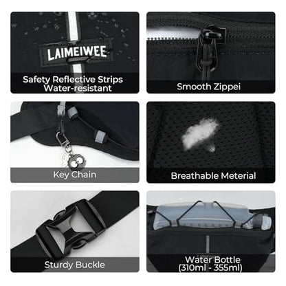 2LFanny Pack for Women Men, Anti‑theft Waist Bag with RFID Blocking - color: Black