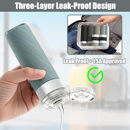 Travel Toiletry Containers 26Pcs Silicone Leakproof TSA Approved Set - color: Black Gray A