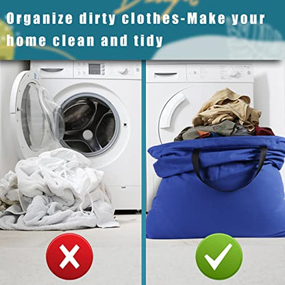 LOLOMLO Extra Large Canvas Laundry Bags with Handles & Drawstring Closure, Heavy Duty Tears Resistant Clothes Storage Travel Bags, Machine Washable Multi Use Laundry Bag liner for Laundry Hamper - - color: Royal Blue