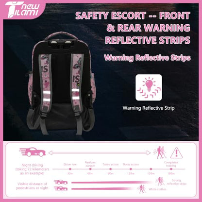 NEW TILAMI 18 Inch Rolling Backpack with Lunch Bag for Girls Boys School - color: Pink Romantic Paris