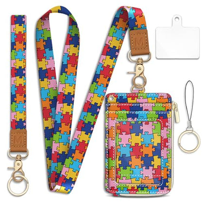 Autism Awareness Lanyard Wallet with Id Badge Holder Keychain Card - color: Autism Awareness