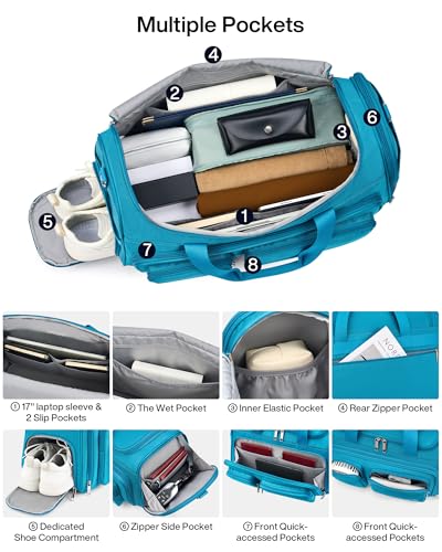 MILADA Carry On Luggage Bags for Travel Foldable Personal Item Travel Bag - color: Caribbean Blue, size: Carry On 21.5 inch
