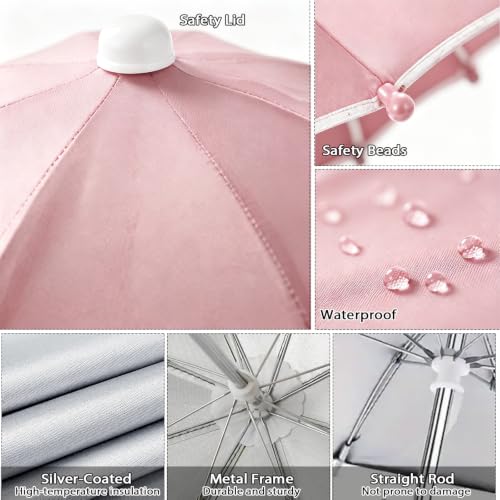 2Pcs Pink Phone Umbrella for Sun Shade with Piggy Suction Cup and Clip - color: Pink