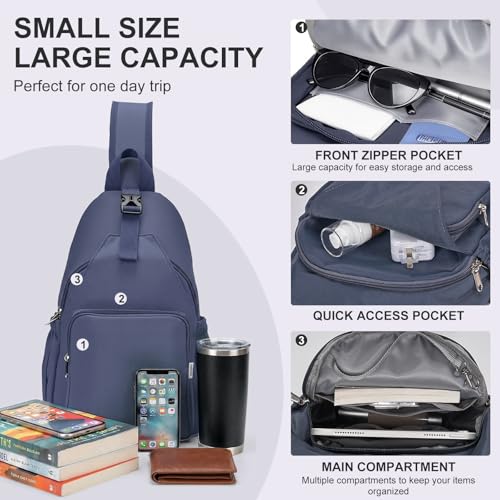 AOTIAN Crossbody Sling Backpack Sling Bag Travel Hiking Chest Bag Daypack - color: Blue Grey