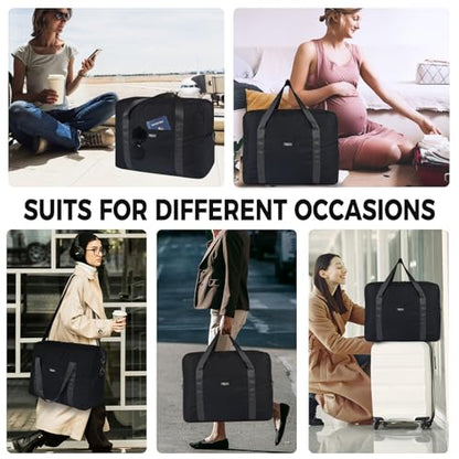 For Frontier Airlines Personal Item Bag 18x14x8 Travel Duffel Bag Carry on - color: Black (with Shoulder Strap)