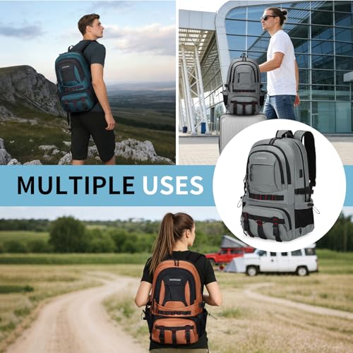 Hiking Daypack Camping Expandable Travel Backpack Men Women 40L - color: Smoke Grey, size: Medium