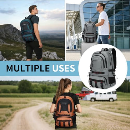 Hiking Daypack Camping Expandable Travel Backpack Men Women 40L - color: Smoke Grey, size: Medium