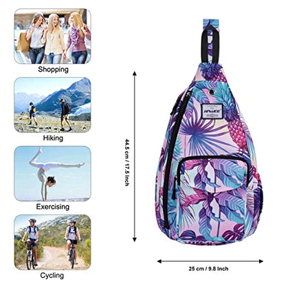 Backpack Sling for Women Anti-Water Crossbody Bag Inclined Adjustable Pack - color: Pineapple Colorful