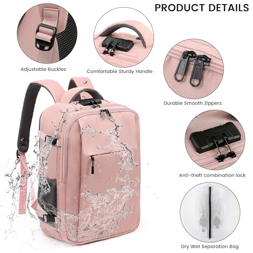 TANTOMI Travel Backpack for Women, Laptop Bag，31L Carry on Backpack - color: Pink, size: X-Large