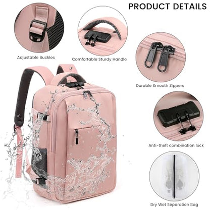 TANTOMI Travel Backpack for Women, Laptop Bag, 23L Carry on Backpack - color: Pink, size: X-Large