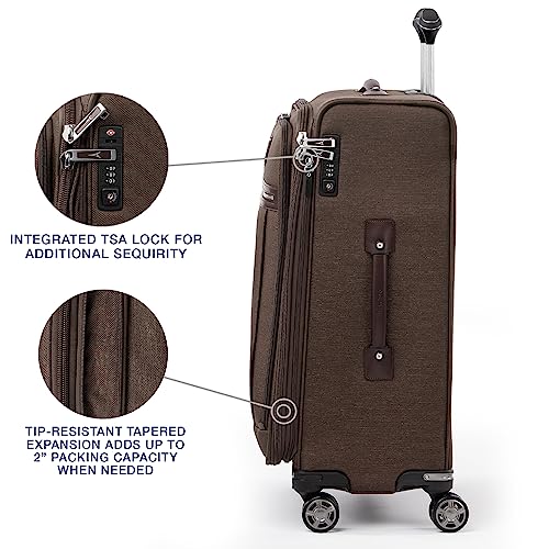Travelpro Platinum Elite Checked Luggage Spinner, Espresso, 25-Inch - color: Rich Espresso Brown, size: Checked-Medium 25-Inch