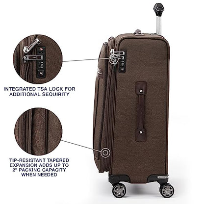 Travelpro Platinum Elite Checked Luggage Spinner, Espresso, 25-Inch - color: Rich Espresso Brown, size: Checked-Medium 25-Inch