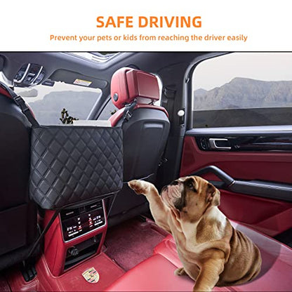 WLLWOO Car Net Pocket Organizer Purse Holder Console Front Seat Storage - color: Leather