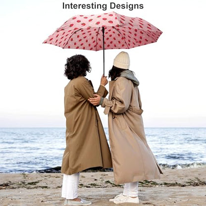 Nollia Compact Travel Umbrella with Auto Open – Windproof Folding Umbrella, Lightweight & Portable for Rain - color: A. Strawberry