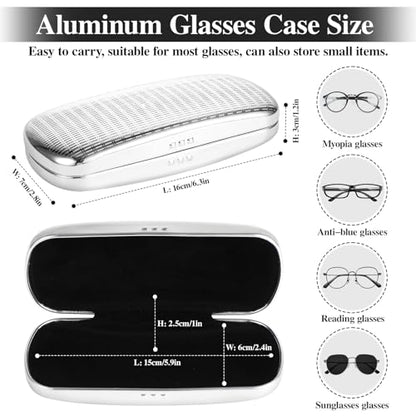 Hifot Metal Eyeglass Case Hard Shell, Aluminum Spectacles Box Sunglasses Case for Men Women, Reading Glasses Holder - color: Silver