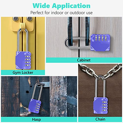 CL21VP 2.6 Inch Long Shackle Combination Lock, 4 Digit Combination Padlock Set Your own Combination for Gym Locker Lock, School, Gates, Doors, Toolbox, Hasps and Storage (Very Peri (L) *1) - color: Very Peri (L) *1