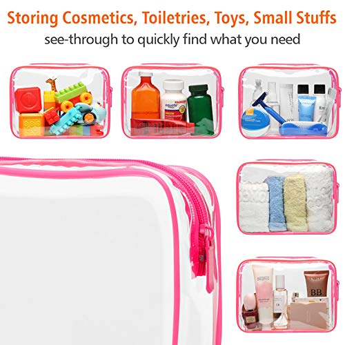 PACKISM TSA Approved Toiletry Bag - Clear Makeup Bag Travel, Fuchsia Pink - color: Bright Rose Red, size: Medium Set