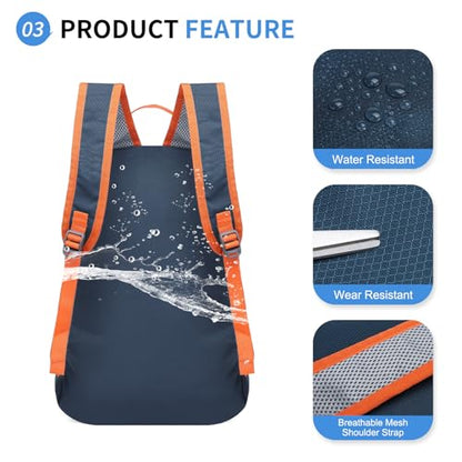 20L Small Hiking Backpack for Women Men Packable Daypack Dark Blue - color: Dark Blue, size: 20L
