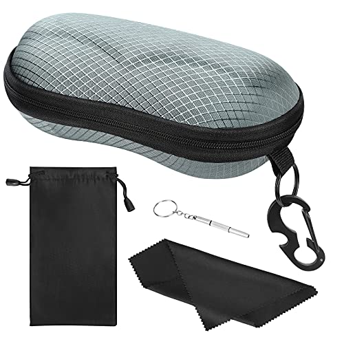 MoKo Semi Hard Shell Sunglasses Case, Unisex Protective Eyeglass Case Glasses Case Holder with Metal Hanging Hook - color: Gray-eva, size: 1 Pack
