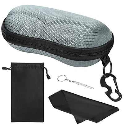 MoKo Semi Hard Shell Sunglasses Case, Unisex Protective Eyeglass Case Glasses Case Holder with Metal Hanging Hook - color: Gray-eva, size: 1 Pack