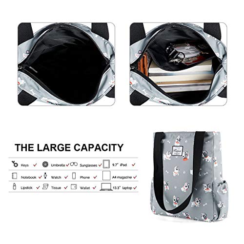 KAMO Floral Tote Bag - Waterproof Lightweight Handbags Travel Shoulder Bag for Hiking Yoga Gym Swimming Travel Beach - color: 0-gray