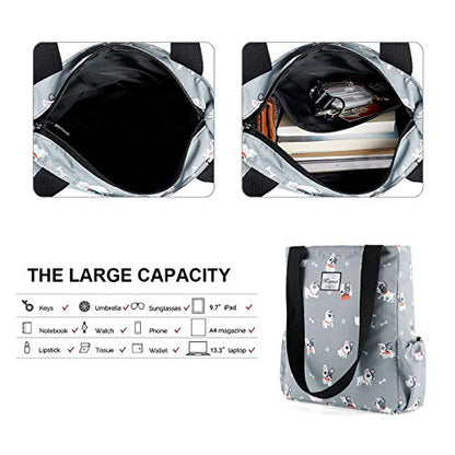 KAMO Floral Tote Bag - Waterproof Lightweight Handbags Travel Shoulder Bag for Hiking Yoga Gym Swimming Travel Beach - color: 0-gray