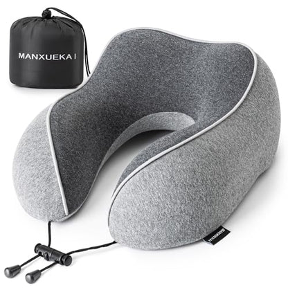 Travel Pillows for Airplanes,100% Pure Memory Foam Travel Neck Pillow - color: Grey