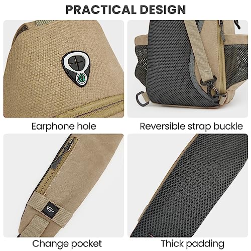 G4Free Canvas Crossbody Sling Bag with RFID Blocking for Women Men - color: Light Tan