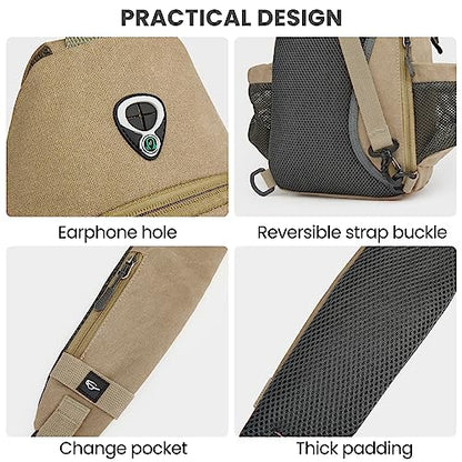 G4Free Canvas Crossbody Sling Bag with RFID Blocking for Women Men - color: Light Tan