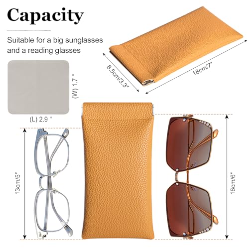 RayLove 2 Pack Glasses Case Soft Eyeglass Case For Women Men Squeeze Top Sunglasses Pouch Travel With Cleaning Cloth - color: California Orange