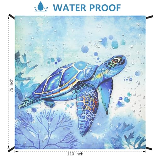 Beach Blanket Sandproof Extra Large Beach Mat Adults Waterproof Sand Free - color: See Turtle, size: 79" X110"