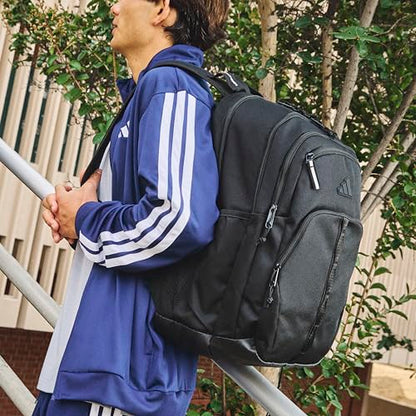adidas Prime School Backpack 37L | Padded 17-In. Laptop Sleeve, Water-Bottle Pockets, LoadSpring Carry, Rolls With Your Suitcase, School Gym & Travel Ready - color: Olive Strata Green/Impact Orange/7a