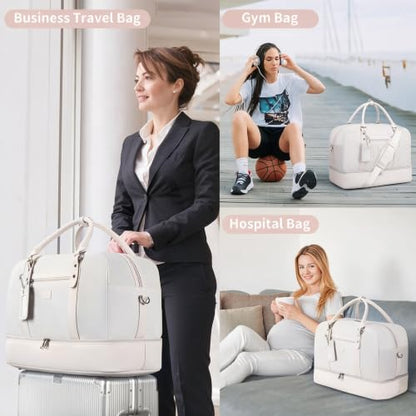 4PCS Weekender Bags for Women Large Overnight Weekend Travel Duffel Bags - color: White-FH