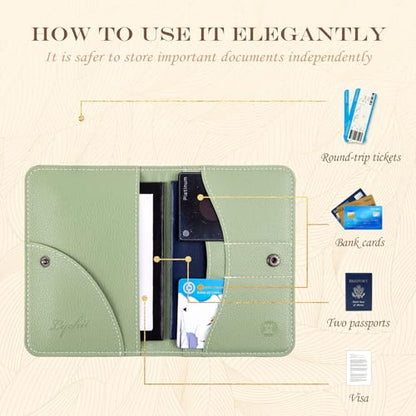 Lychii Passport Holder, RFID Blocking Travel Wallet, Slim Passport Cover - color: Green/Yellow