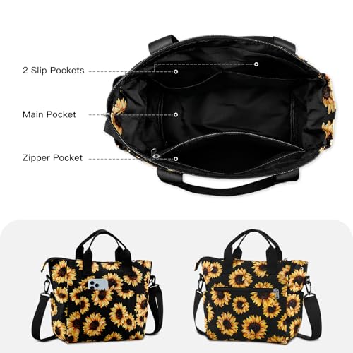 Crossbody Shoulder Bag for Women - Water Resistant Casual Handbag Purse with Multiple Pockets, Adjustable Strap - color: Sunflower